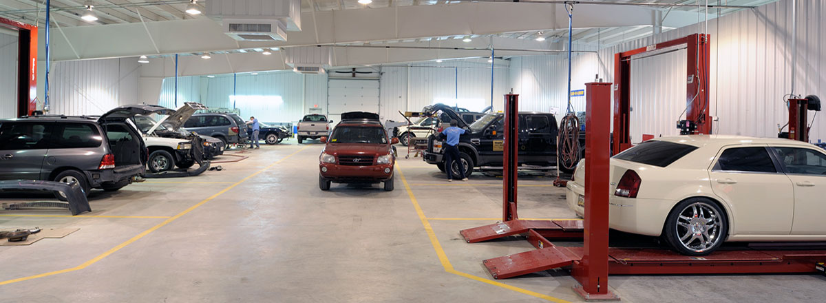Car Craft Collison Center's indoor auto body repair facility.